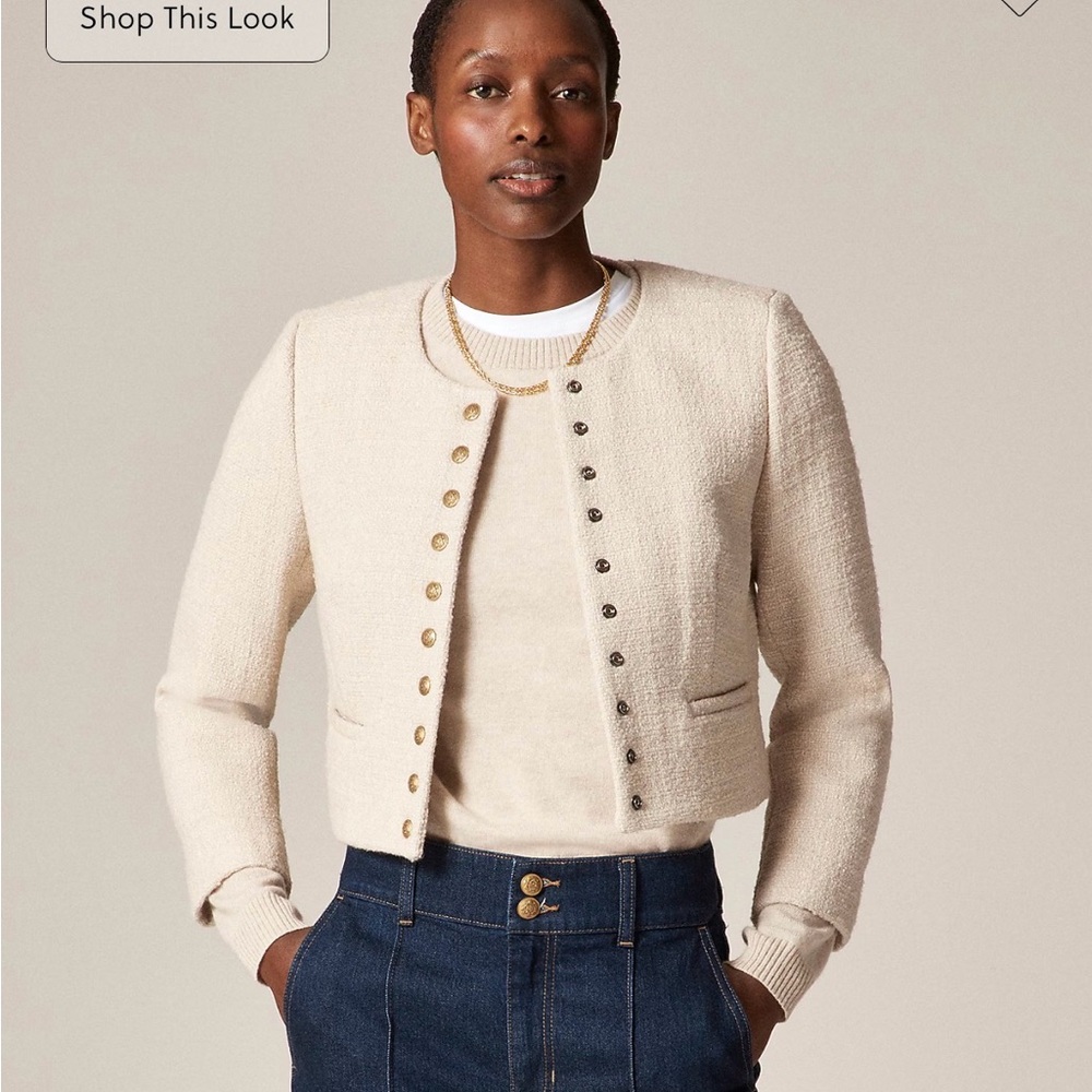 J. Crew Women's Beige Blazer with Button Detail - Picture 2 of 7